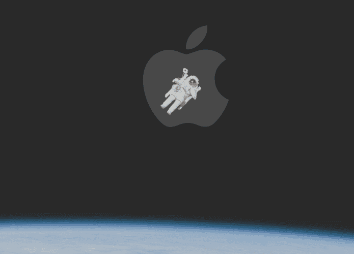 logo da Apple atrás de astronauta da Nasa