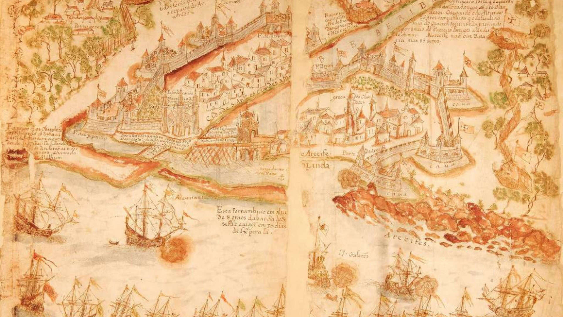 Desenho de Albernaz II que ilustra a expulsão dos holandeses de Pernambuco
