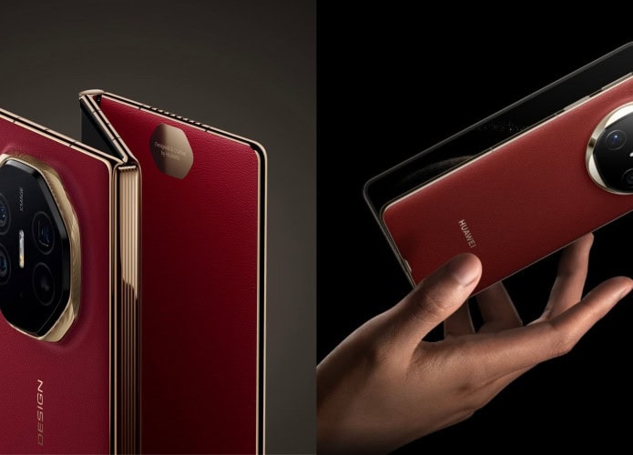 Montagem com imagens promocionais dos celulares Mate XT e Mate X6 da Huawei