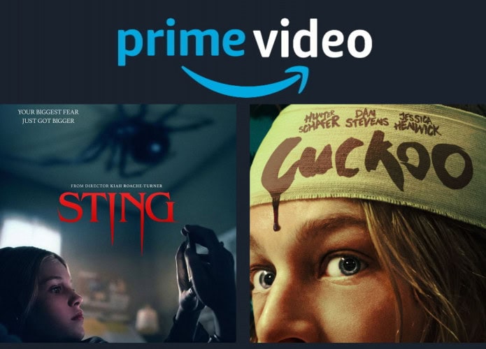 Montagem com pôsteres dos filmes Sting e Cuckoo, dois entre os lançamentos da semana entre 16 e 22 de junho no Amazon Prime Video