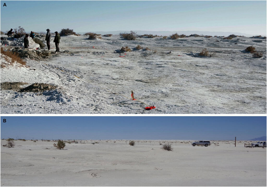 Holliday e sua equipe passaram dias nas dunas de White Sands.