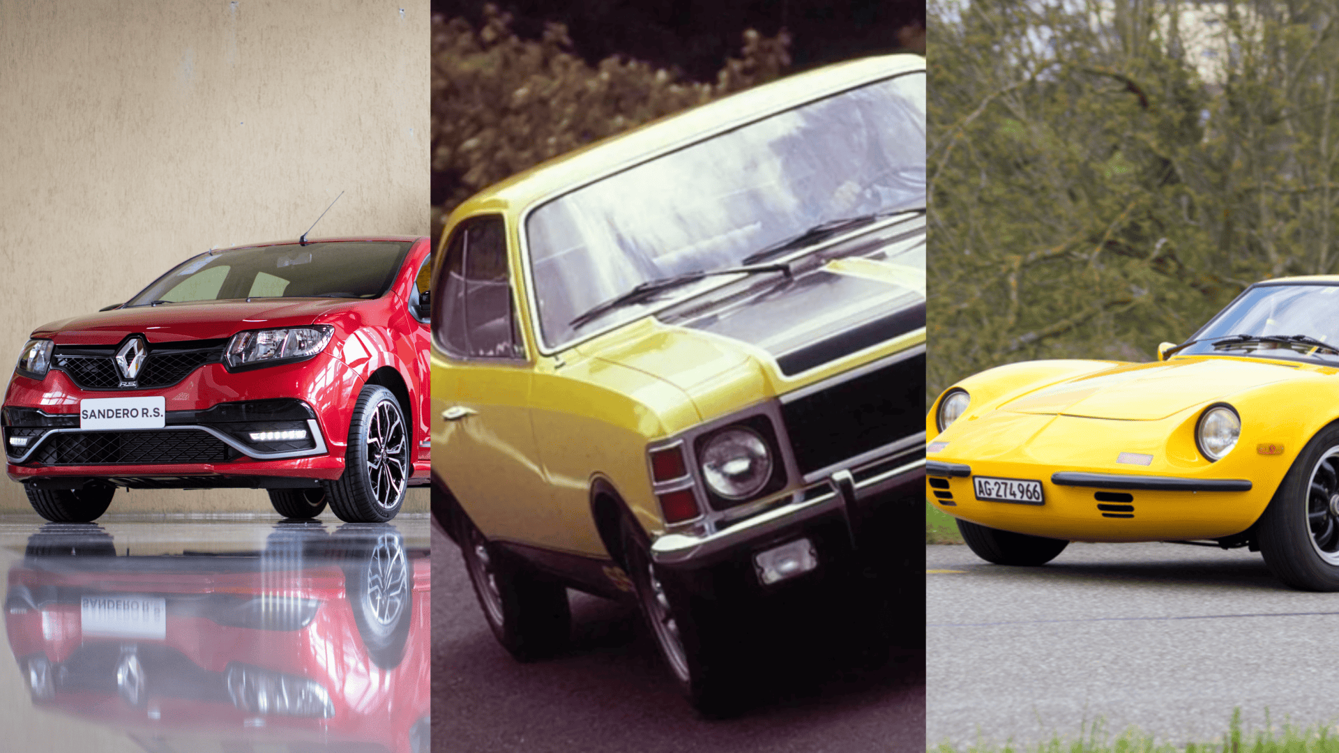 Montagem com carros esportivos que foram fabricados no Brasil