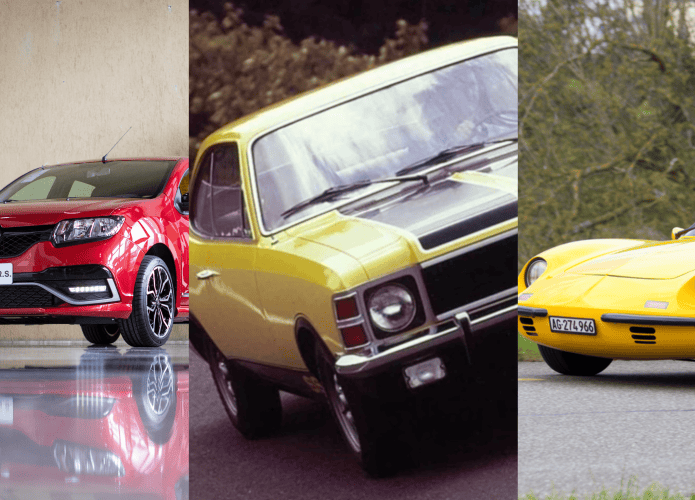 Montagem com carros esportivos que foram fabricados no Brasil