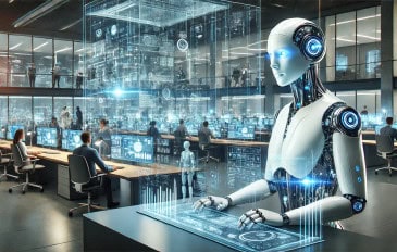 imagem feita por inteligência artificial mostra um robô trabalhando em um emprego