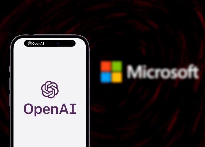 Logos de OpenAI e Microsoft