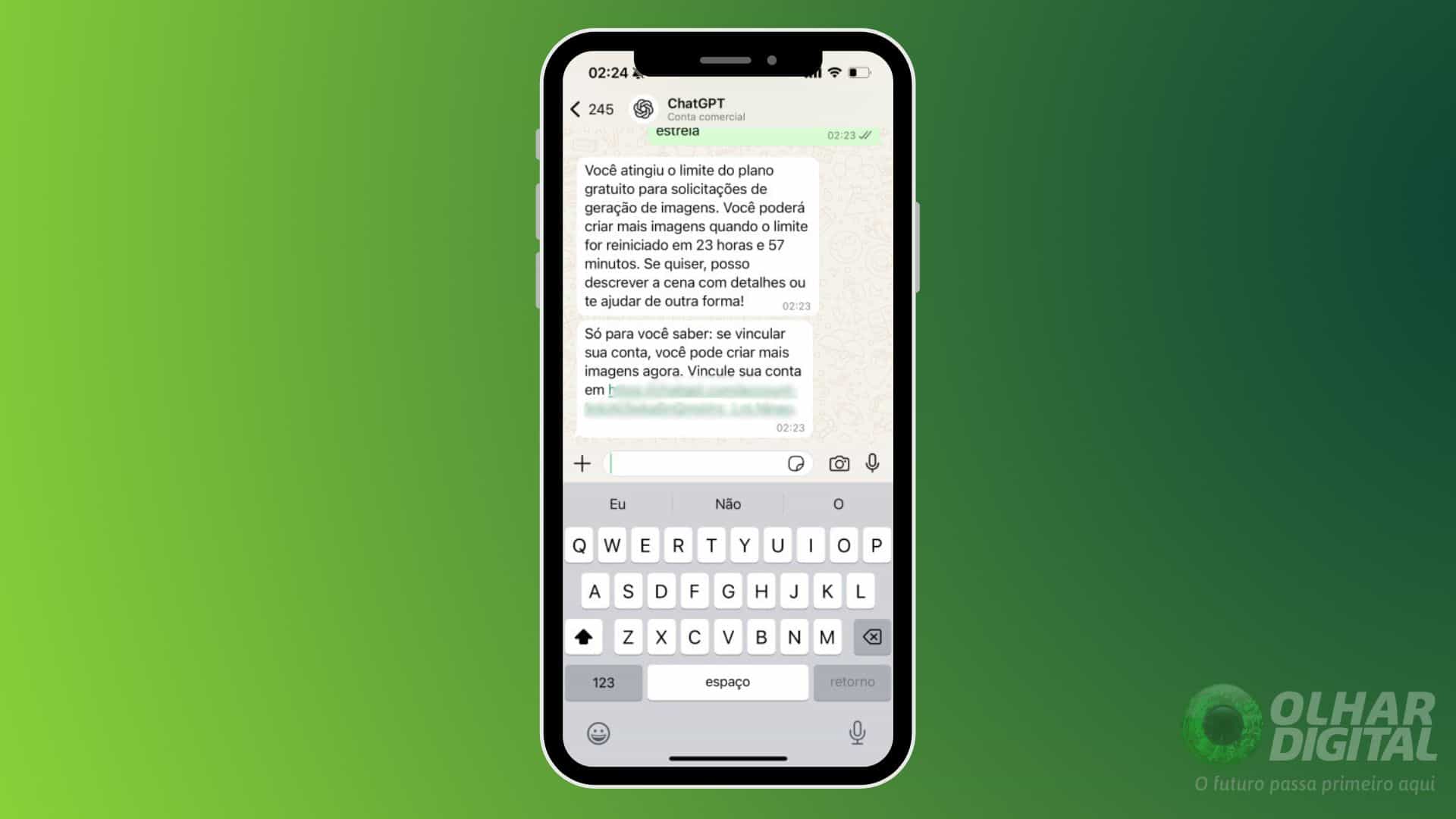 Como criar imagem com ChatGPT no WhatsApp - Passo 3