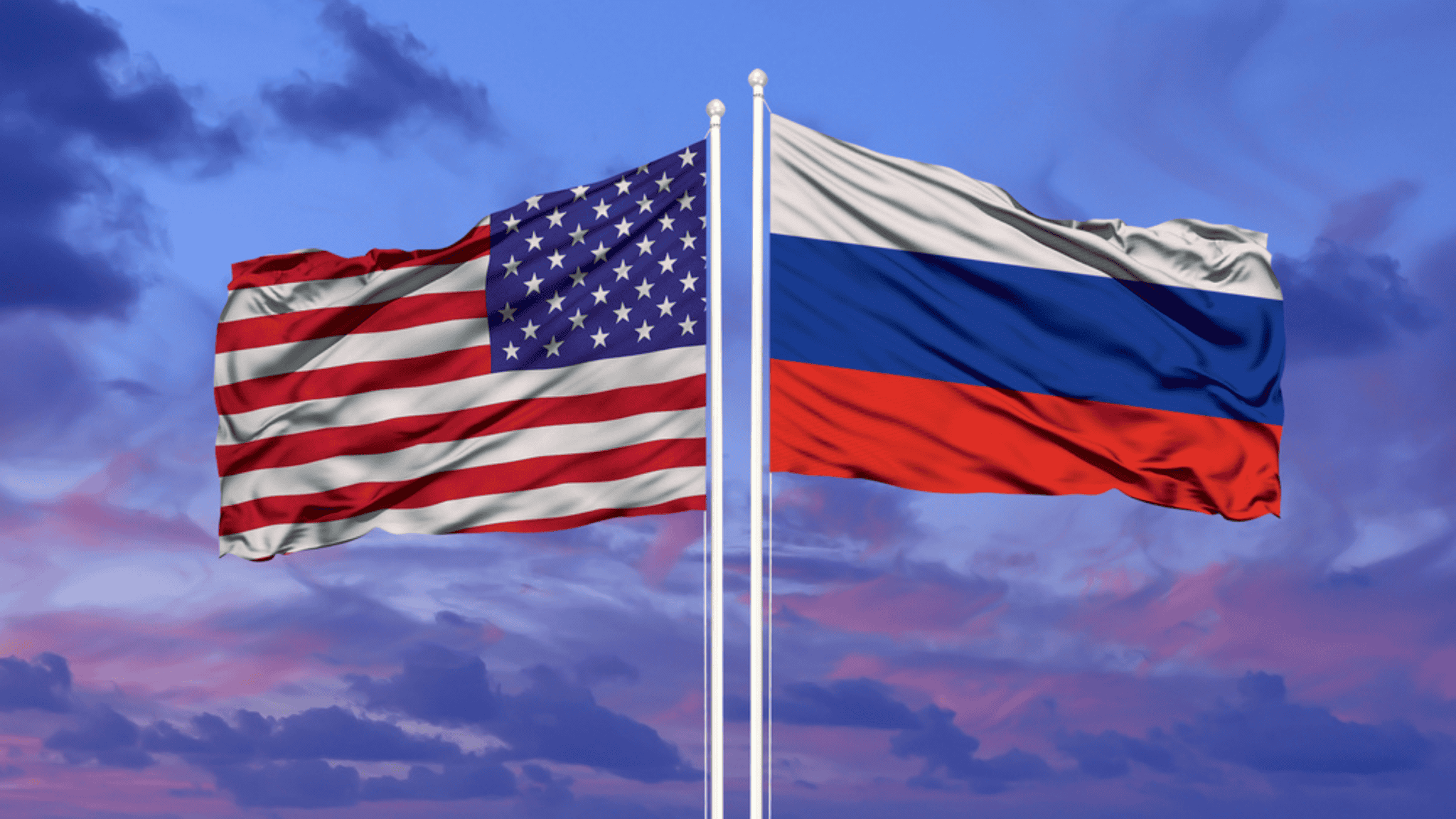 Bandeira dos Estados Unidos e da Rússia
