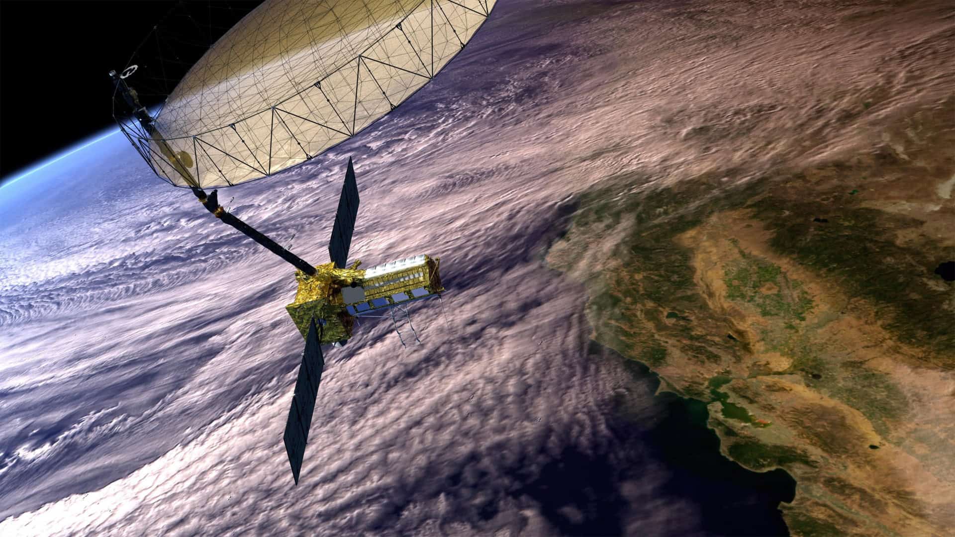 Conceito artístico retrata o satélite NISAR em órbita