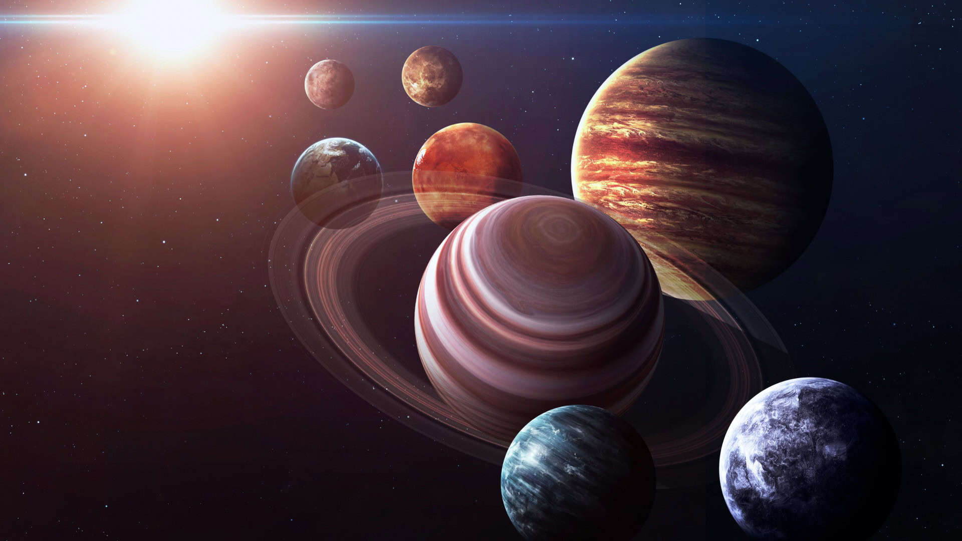 Planetas do sistema solar em alta resolução. Elementos da imagem fornecidos pela NASA.
