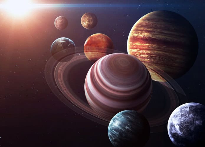 Planetas do sistema solar em alta resolução. Elementos da imagem fornecidos pela NASA.