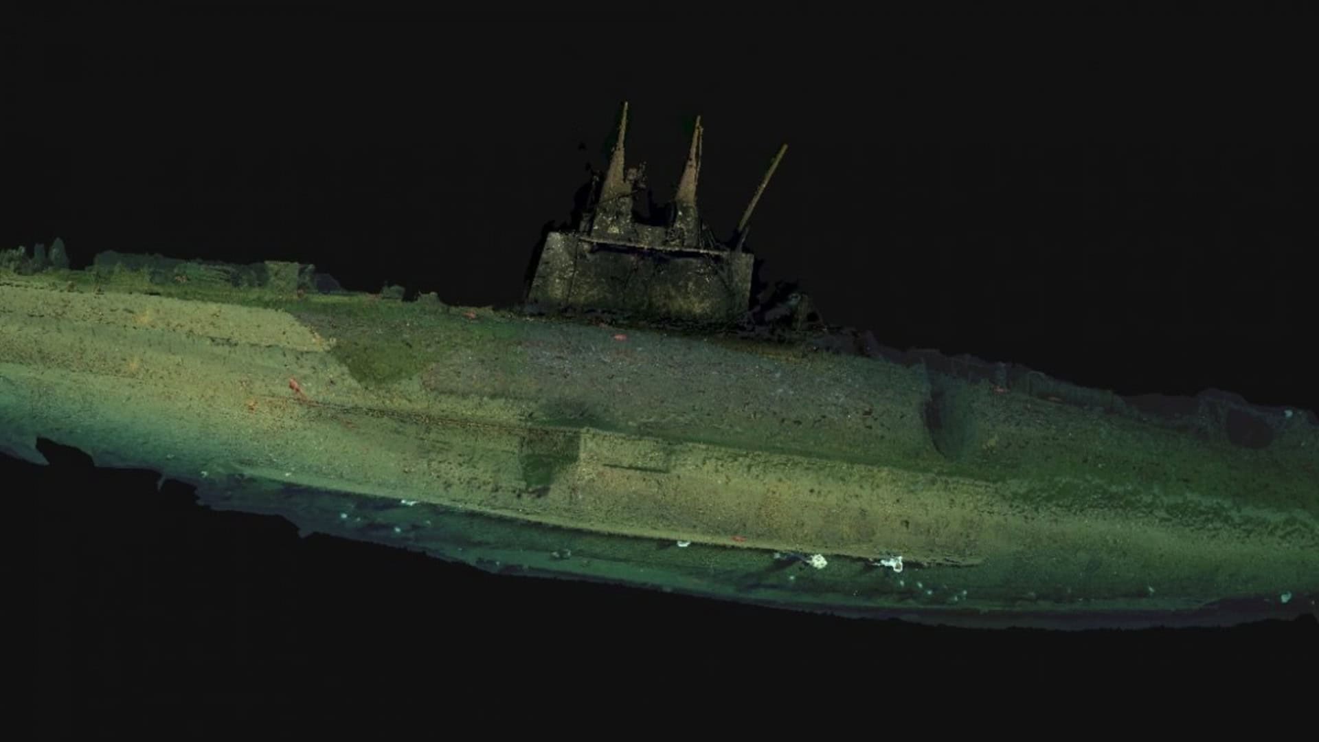 Reconstrução fotogramétrica do submarino USS F-1 no fundo do mar a oeste de San Diego, Califórnia