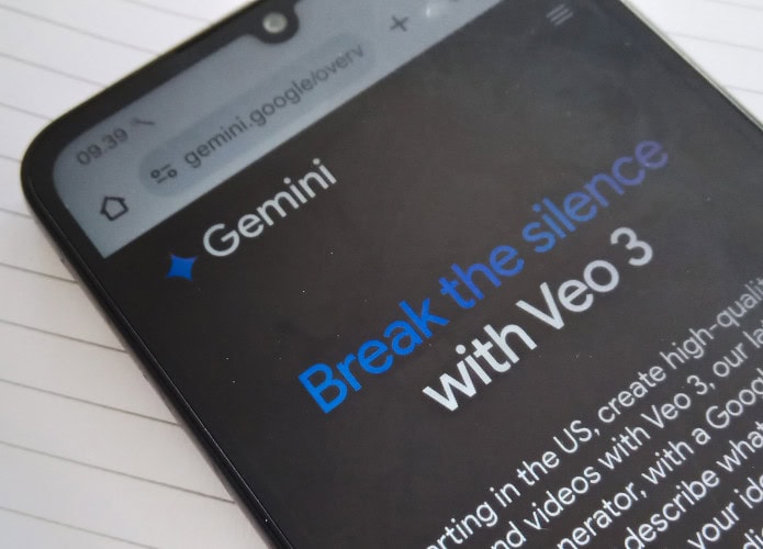 Anúncio do Veo 3 em um smartphone