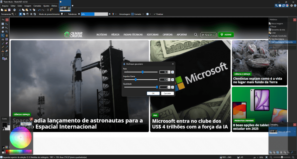 6 edições de design que você pode fazer no Paint.NET. Imagem: Reprodução/Olhar Digital