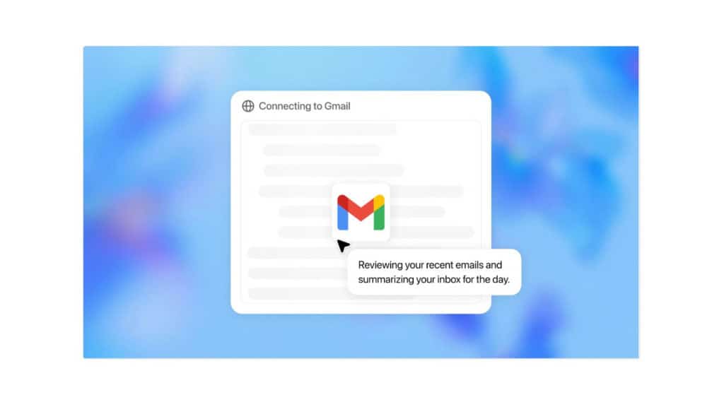 OpenAI lança IA para ChatGPT que faz coisas para você no computador 12 Montagem mostrando ChatGPT Agent consultando e resumindo caixa de e-mails de usuário do Gmail