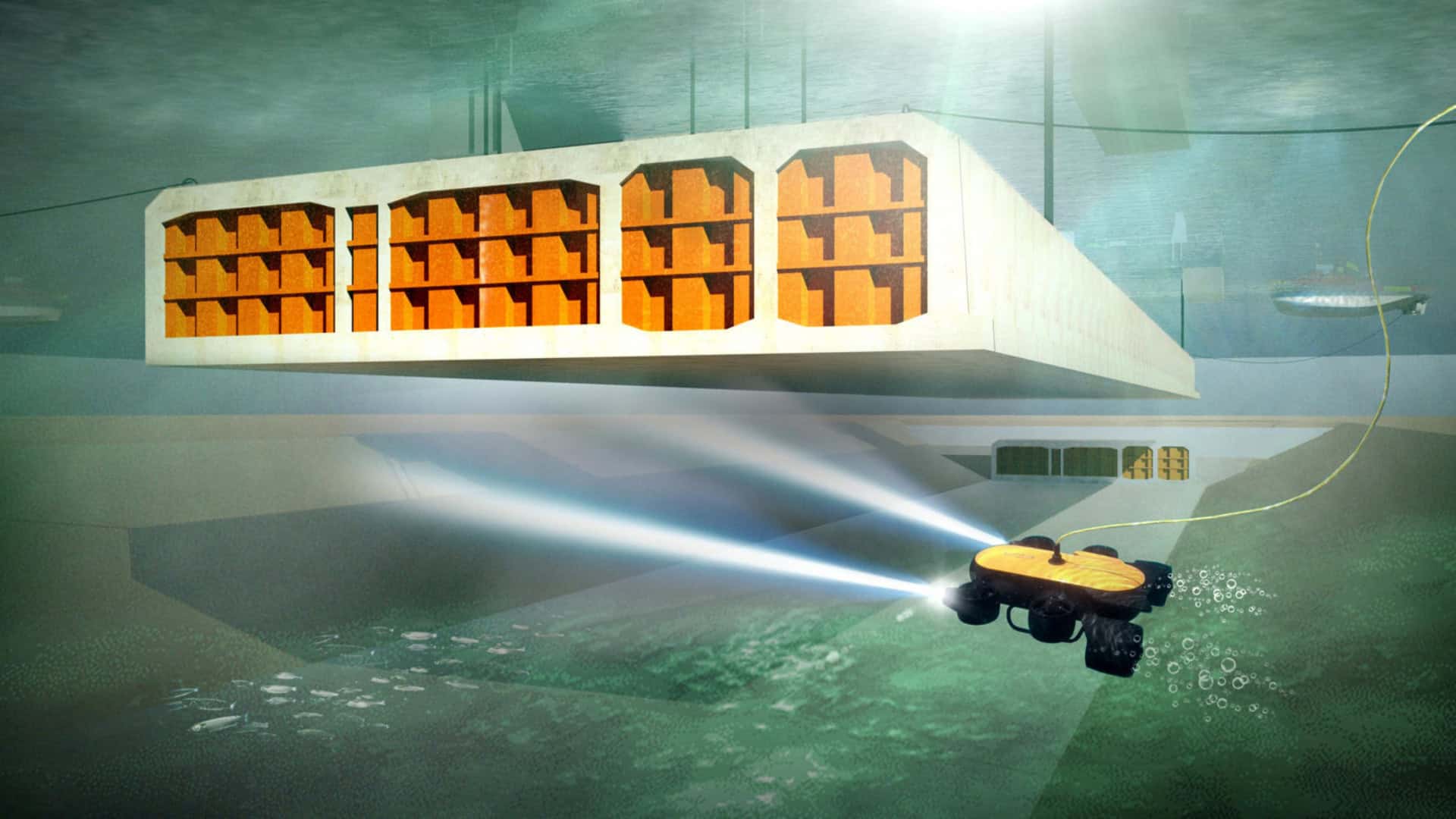 Ilustração de instalação de módulo do maior túnel submerso do mundo