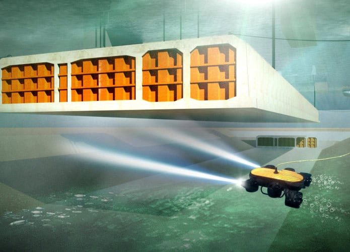 Ilustração de instalação de módulo do maior túnel submerso do mundo