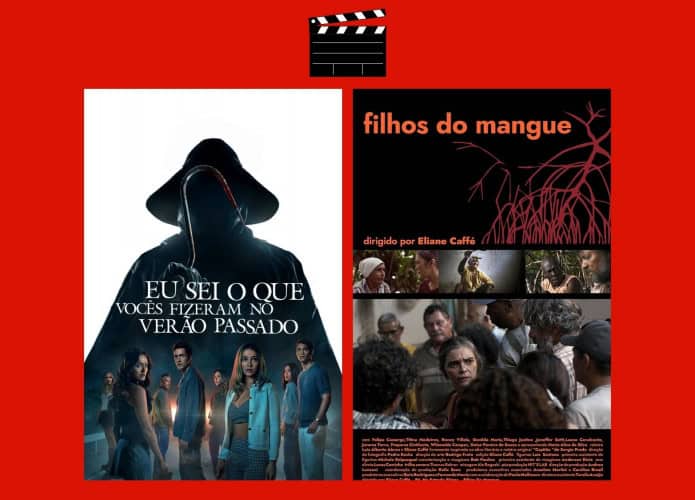 Montagem com pôsteres de Eu Sei o que Vocês Fizeram no Verão Passado e de Filhos do Mangue, dois entre os lançamentos de filme na semana de 17 de julho no cinema
