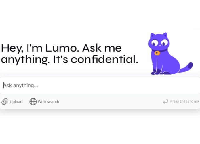 Captura de tela mostrando janela de conversa com o Lumo, novo assistente de inteligência artificial da Proton