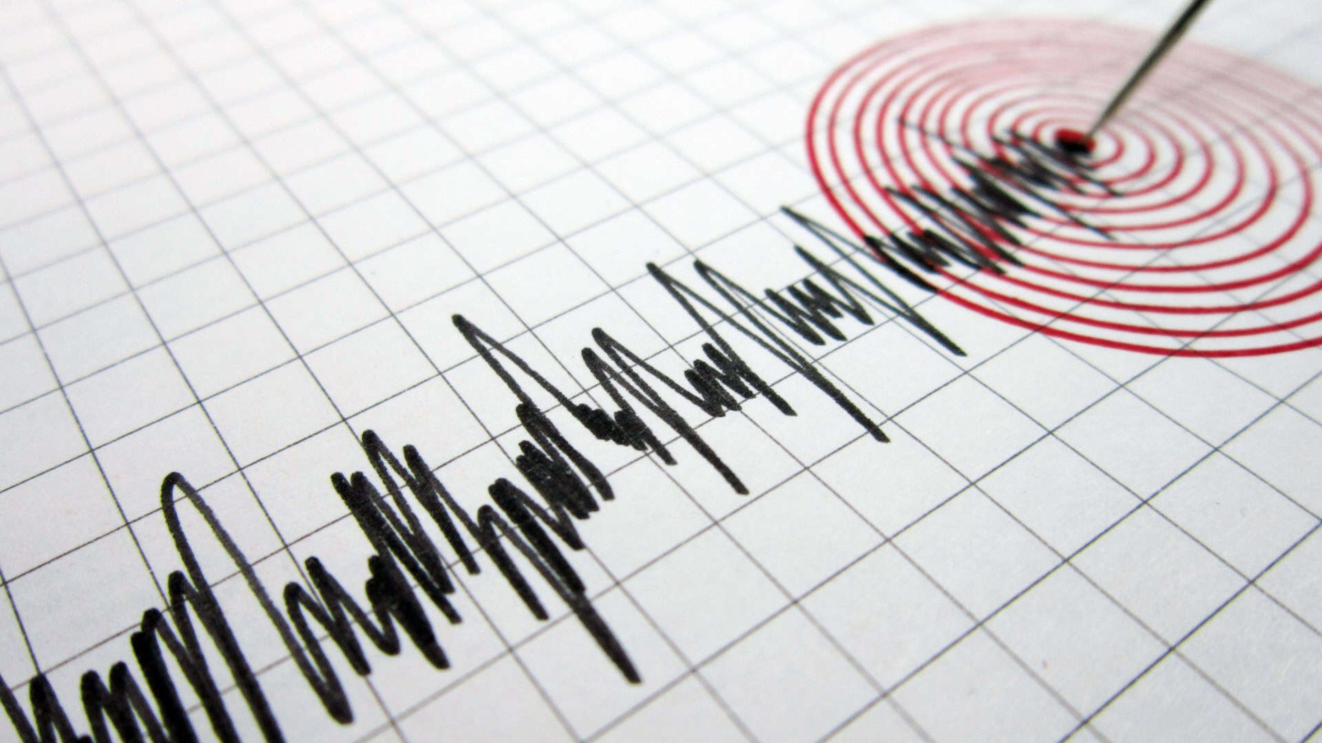 Ilustração de medições de terremoto feitas por agulha de sismógrafo