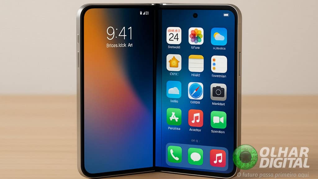 Ilustração de iPhone dobrável