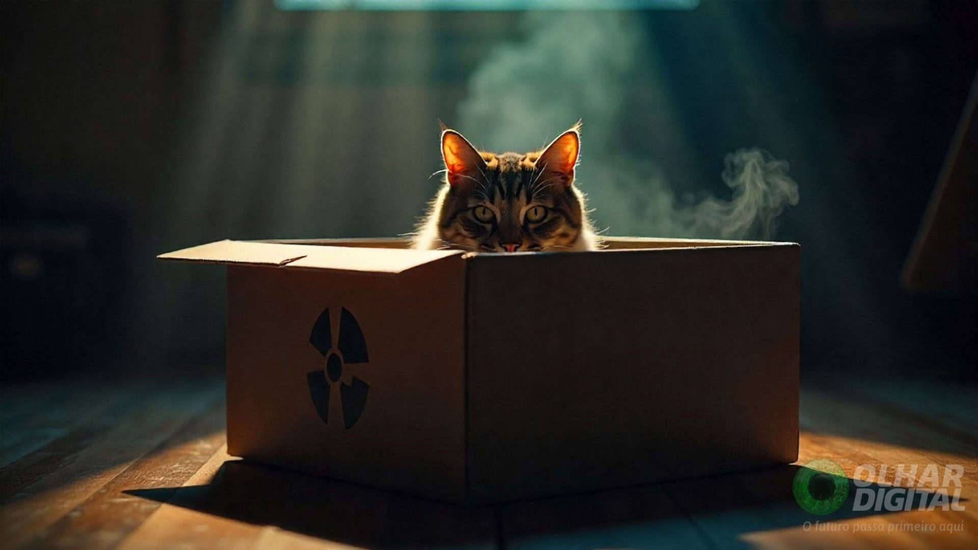 Ilustração do experimento Gato de Schrödinger