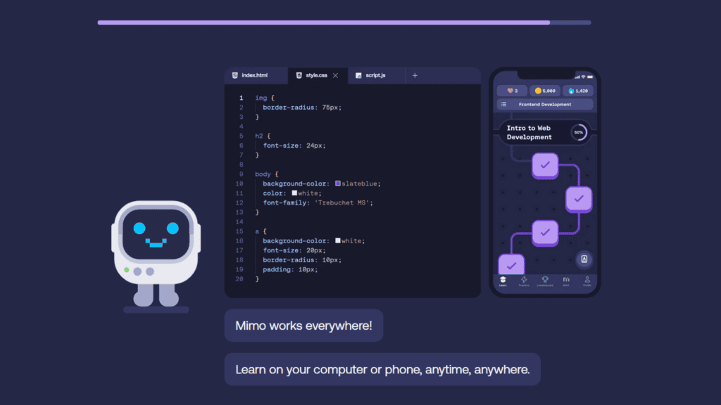 Interface do site Mimo