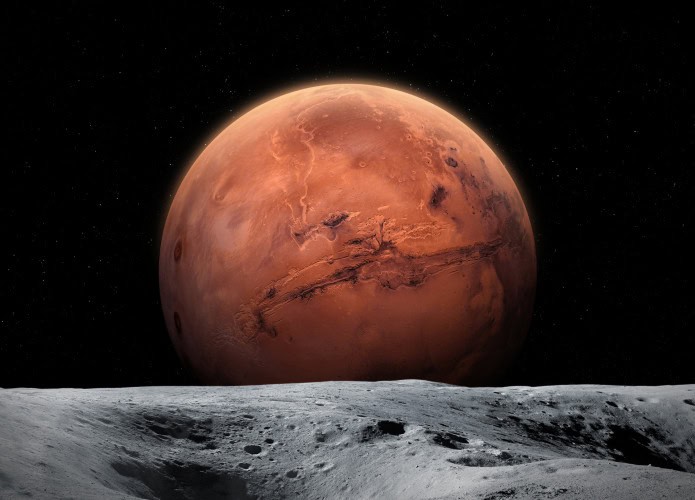 Representação de Marte visto da Lua