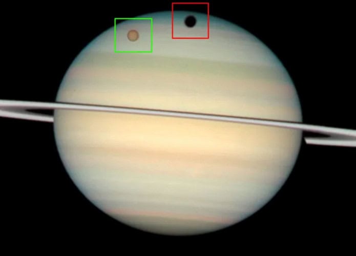 Sombra de Titã em Saturno