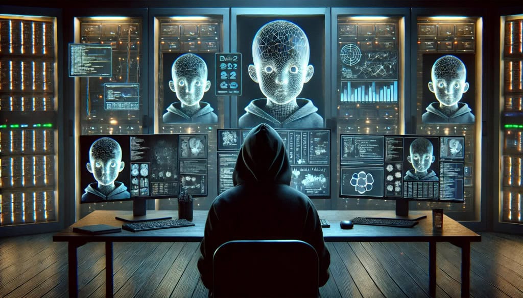 imagem mostra um criminoso gerando imagens de abuso sexual infantil de crianças usando inteligência artificial