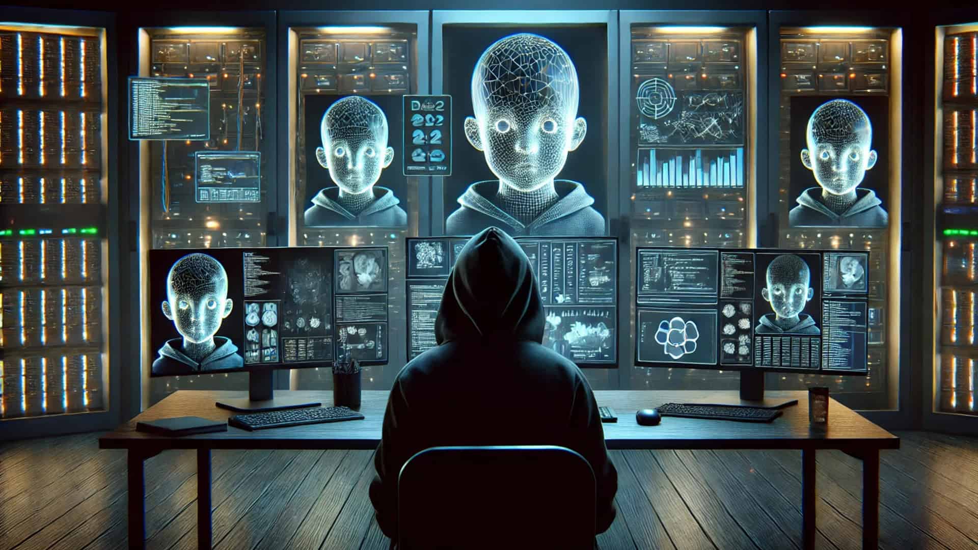 imagem mostra um criminoso gerando imagens de abuso sexual infantil de crianças usando inteligência artificial