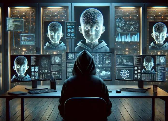 imagem mostra um criminoso gerando imagens de abuso sexual infantil de crianças usando inteligência artificial