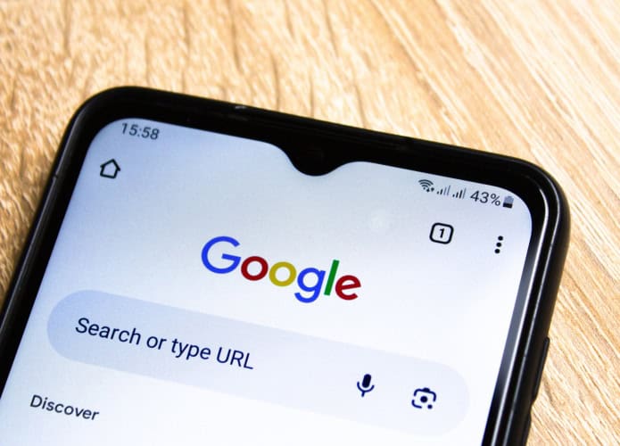 Pesquisa do Google em um smartphone