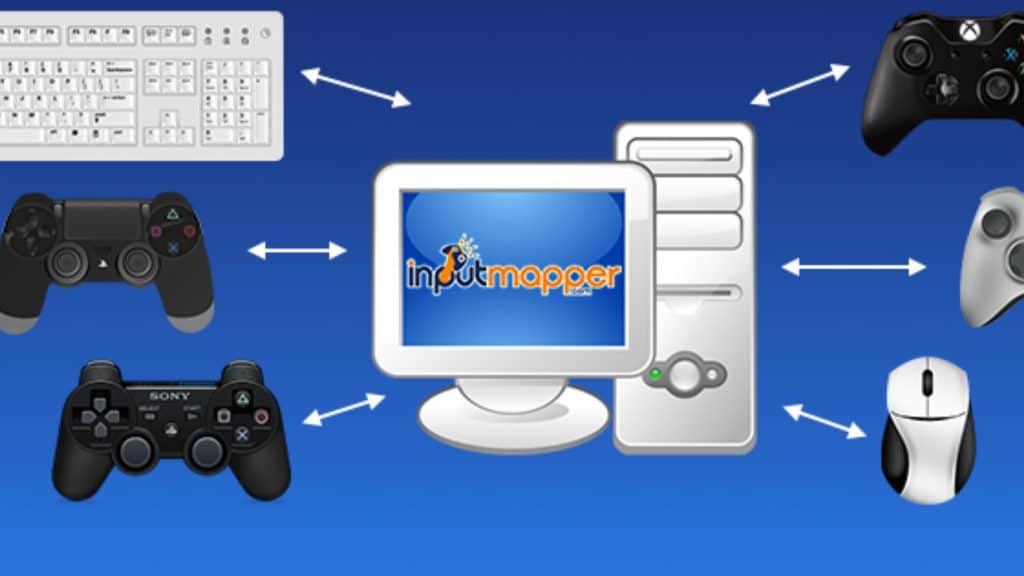 computador com varios controles e mouses ao lado