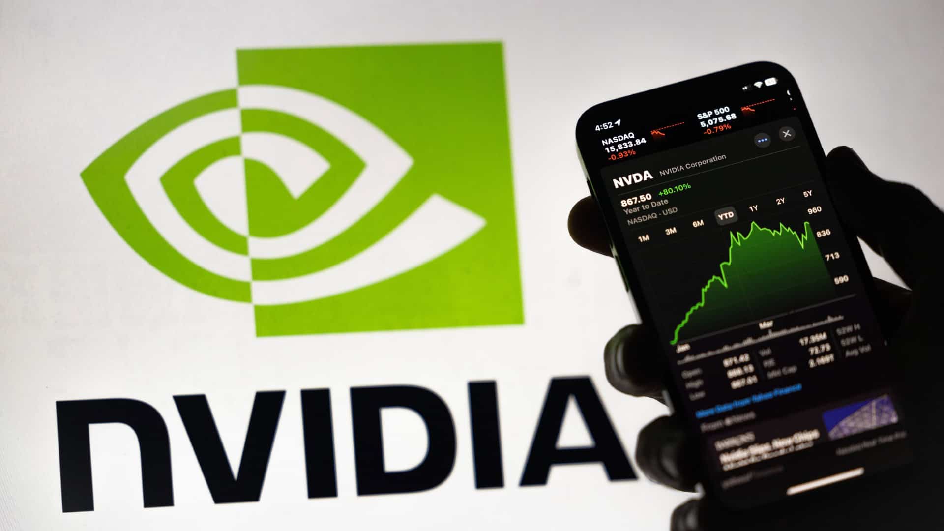 Ações da Nvidia em celular