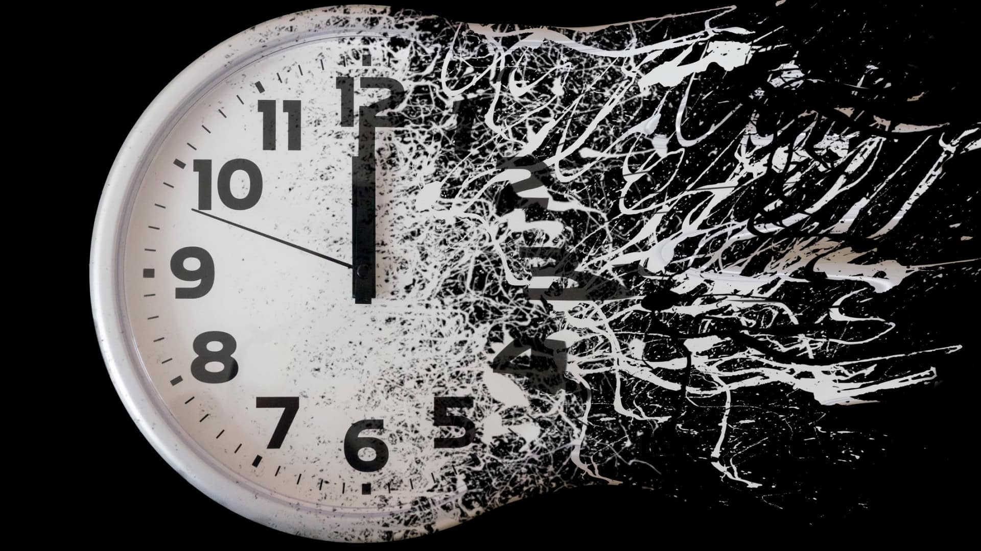 Relógio se desfazendo ilustra o conceito de tempo passageiro