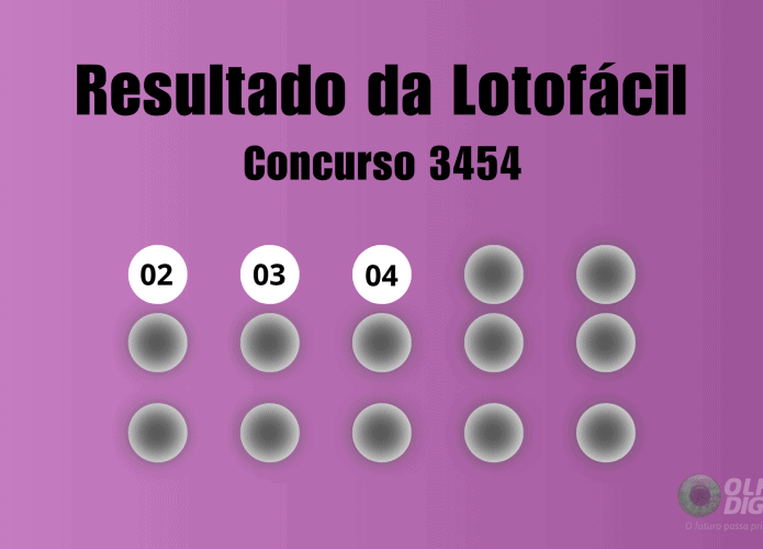 Resultado da Lotofácil concurso 3454