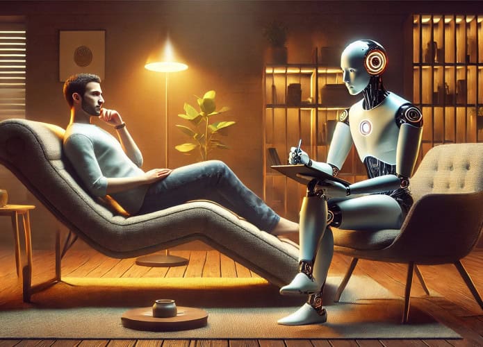 inteligência artificial fazendo uma sessão de terapia com um humano