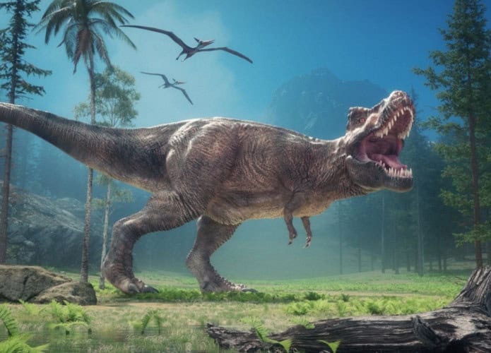 Representação artística de um tiranossauro rex
