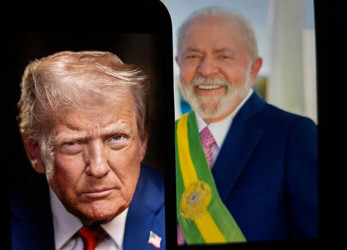 Fotos de Donald Trump e Lula lado a lado