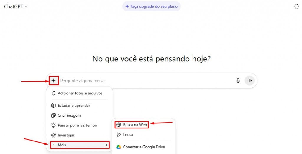 Busca na Web no ChatGPT