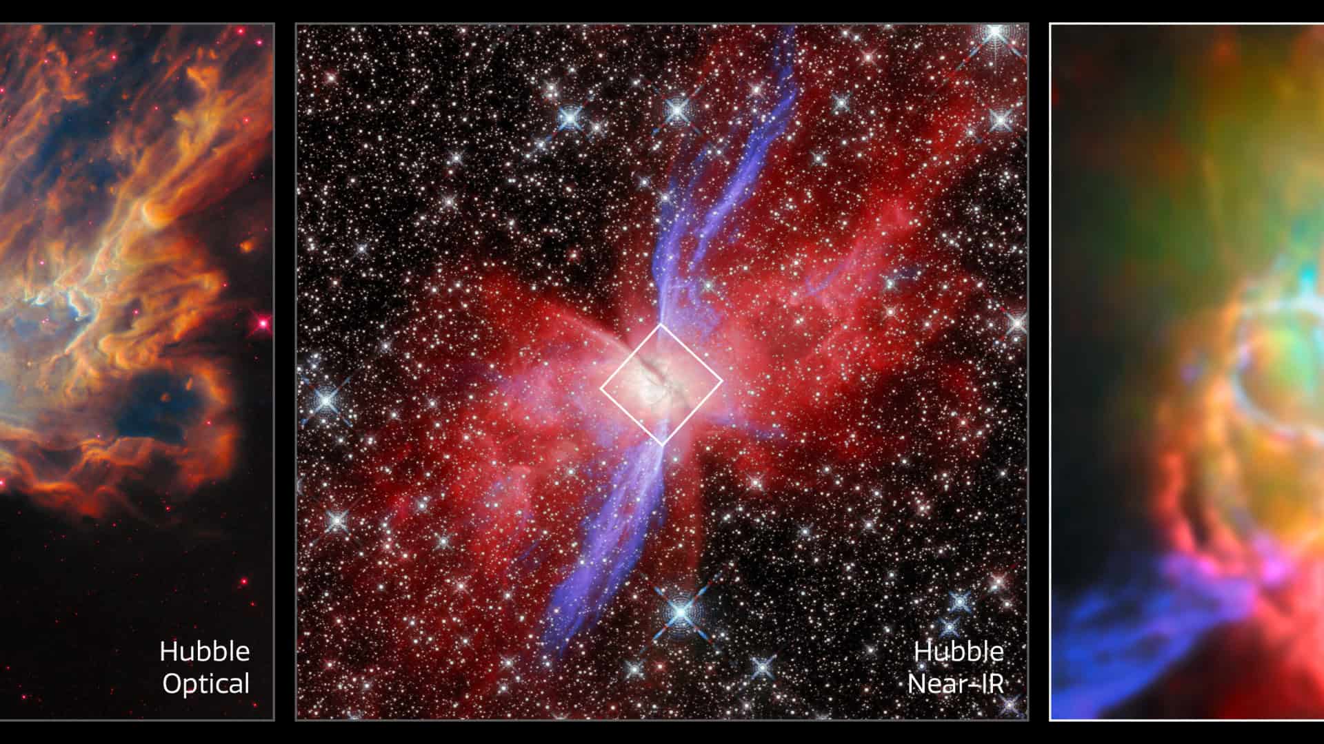 Três imagens da Nebulosa da Borboleta