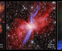 Três imagens da Nebulosa da Borboleta