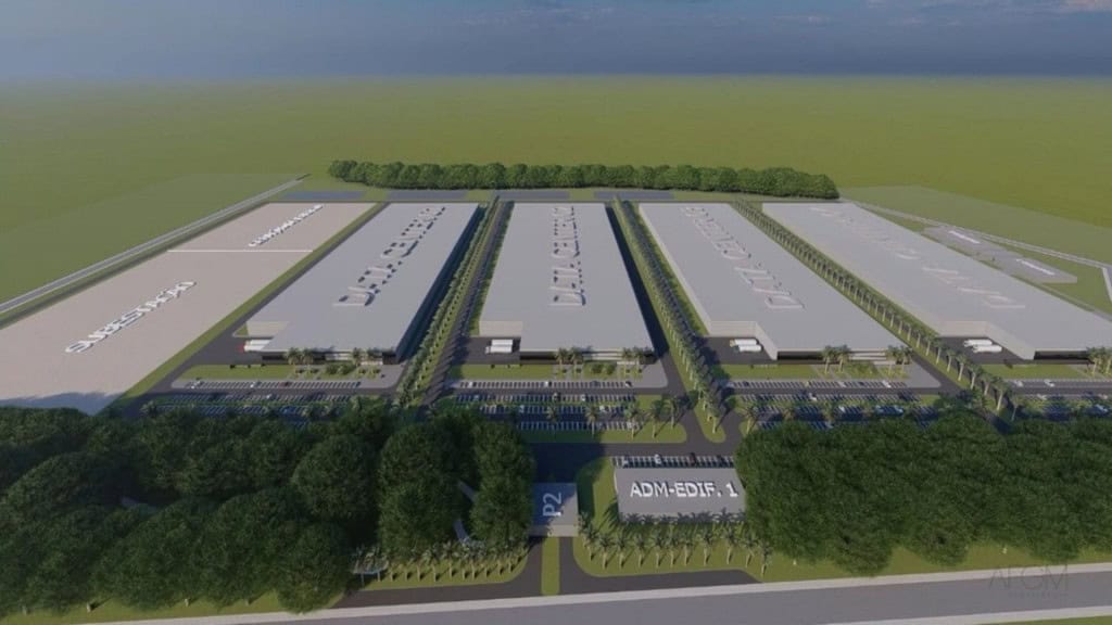 Ilustração de visão aérea de um dos complexos de data centers a ser construído no Brasil pela RT-One