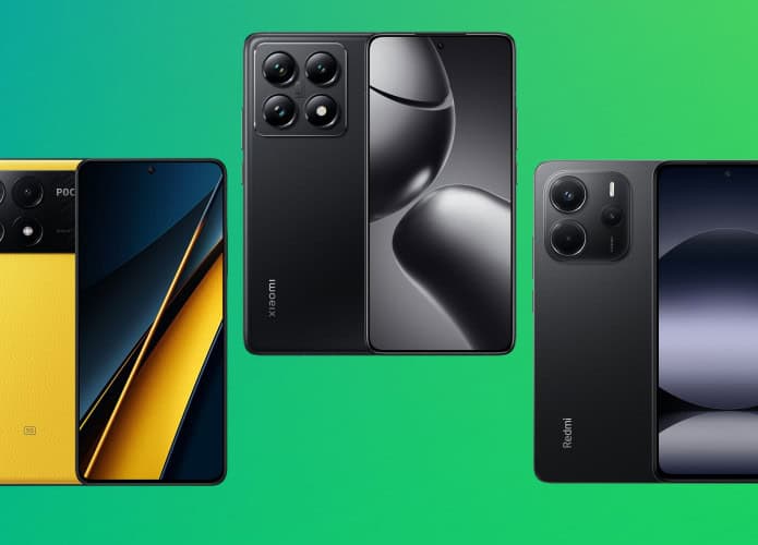 Montagem com celulares da Xiaomi