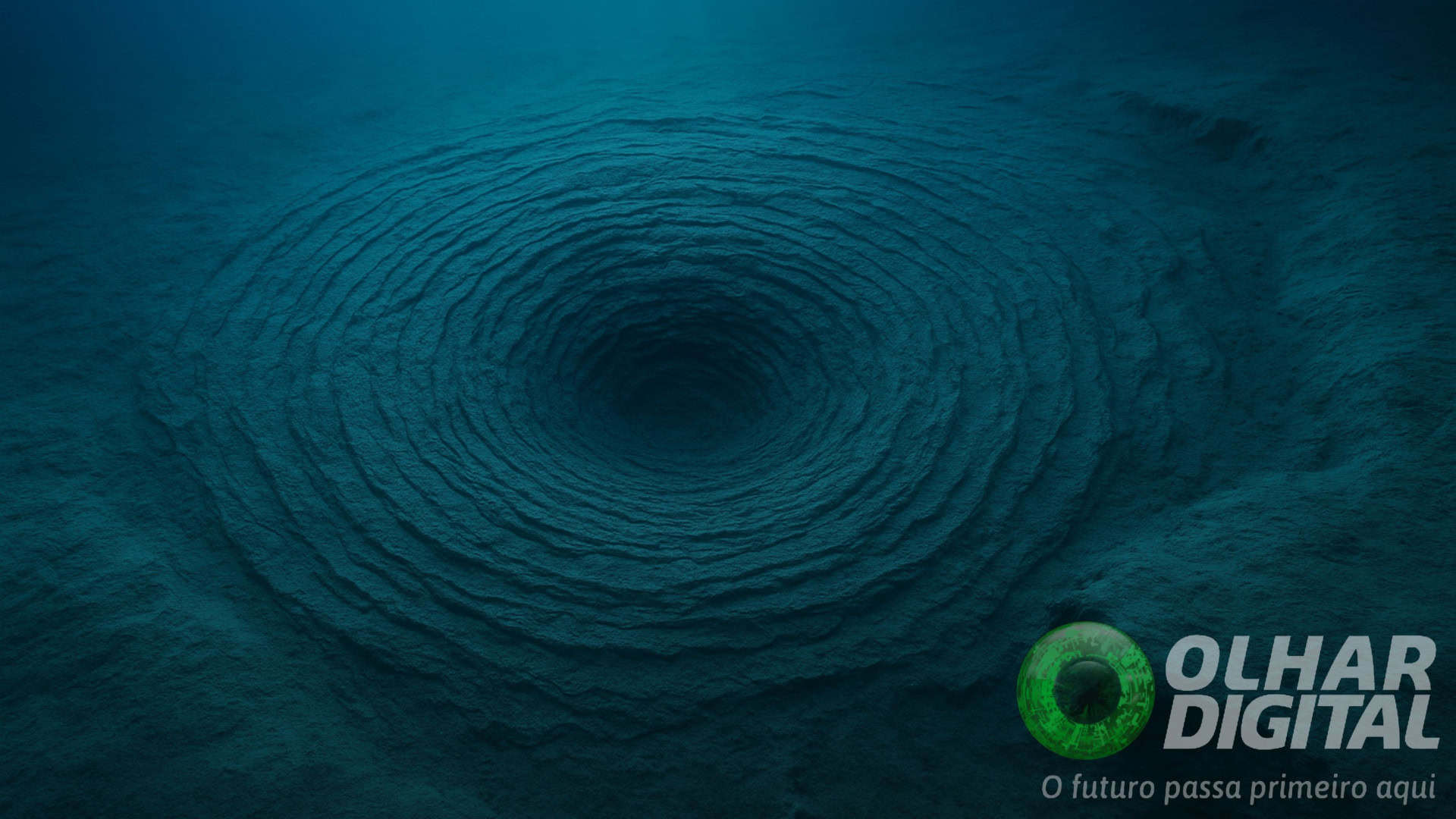 Ilustração da cratera Silverpit no fundo do mar