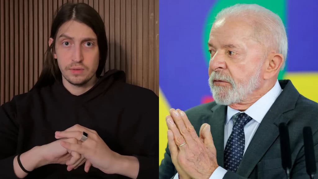 Montagem com imagens do youtuber Felca e do político Lula