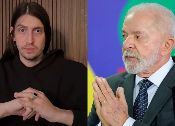 Montagem com imagens do youtuber Felca e do político Lula
