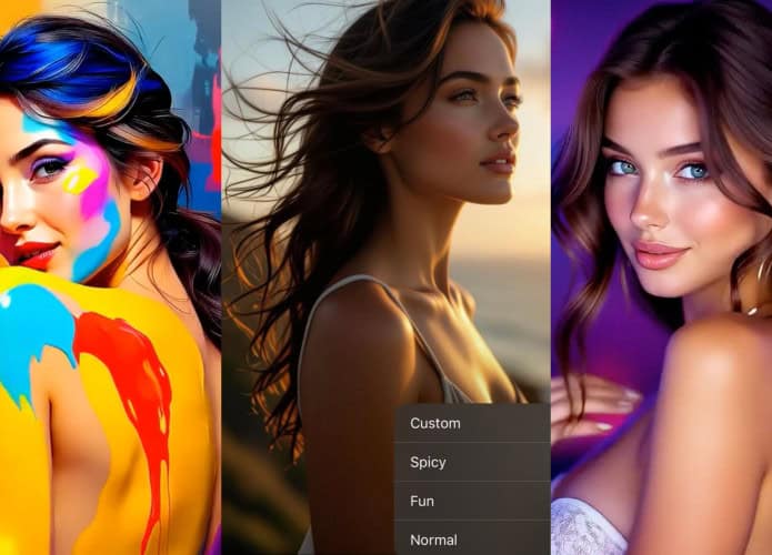 Montagem com imagens de mulheres geradas pela IA de Musk no modo safado