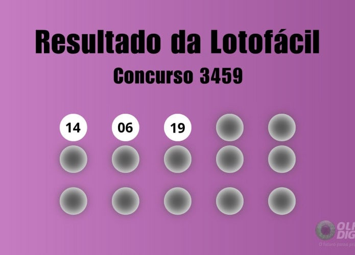 Montagem sobre Lotofácil concurso 3459