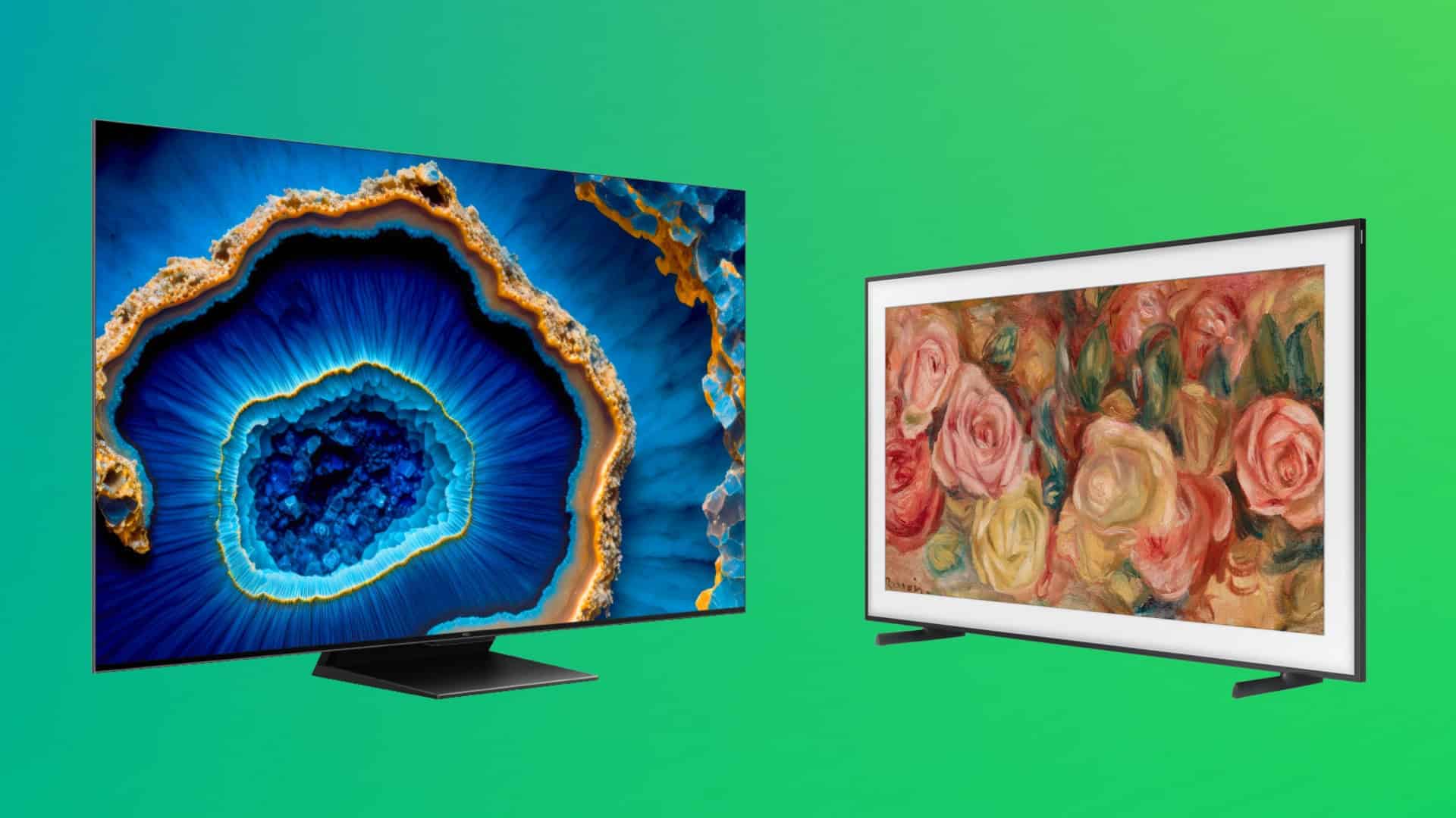 Montagem com smart TVs da TCL e da Samsung que estão em promoção na Amazon